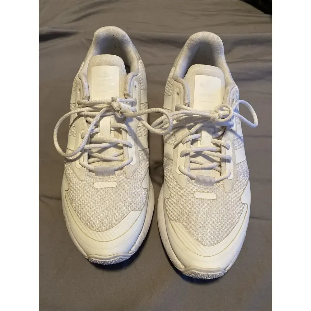 adidas shoes women size 7 White lace athletic school running sports gym